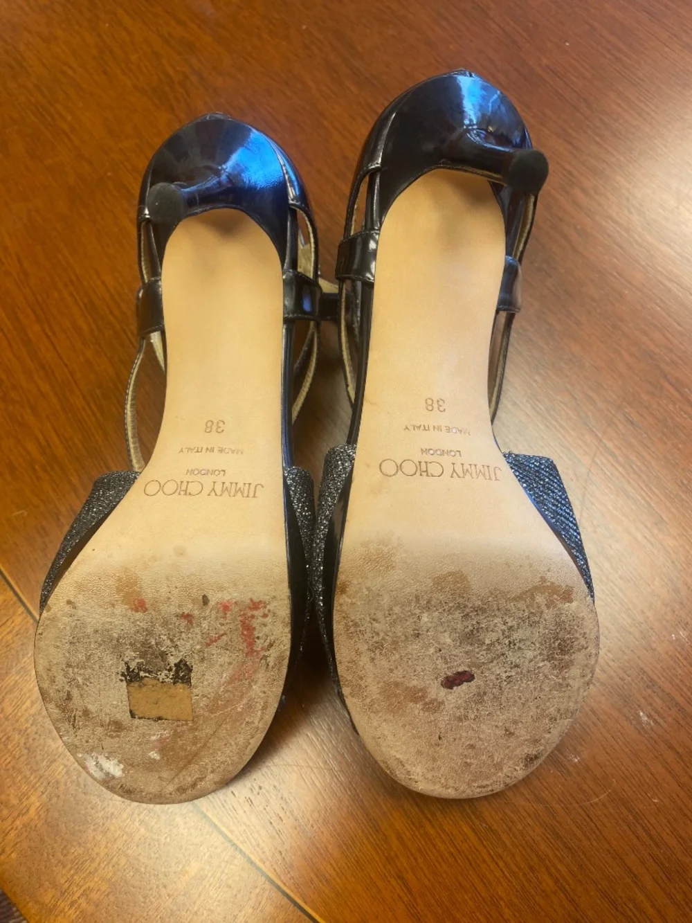 Jimmy Choo Black Strappy Platform Heels - Size 38